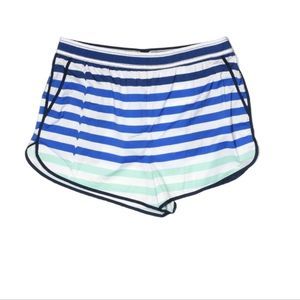 Hunter Blue and White Striped Women’s Athletic Shorts